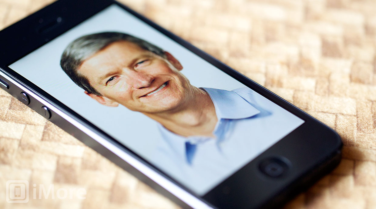 Tim Cook on an iPhone